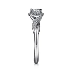 Best Gabriel & Co. Shae - Vintage Inspired 14K White Gold Round Halo Diamond Engagement Ring