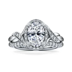 Gabriel & Co. Shae - Vintage Inspired 14K White Gold Oval Halo Diamond Engagement Ring