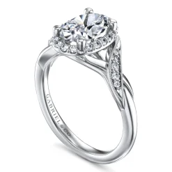 Gabriel & Co. Shae - Vintage Inspired 14K White Gold Oval Halo Diamond Engagement Ring