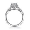 Gabriel & Co. Shae - Vintage Inspired 14K White Gold Pear Shape Halo Diamond Engagement Ring
