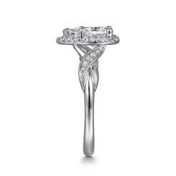 Gabriel & Co. Shae - Vintage Inspired 14K White Gold Pear Shape Halo Diamond Engagement Ring