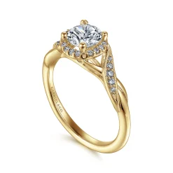 Hot Gabriel & Co. Shae - Vintage Inspired 14K Yellow Gold Round Halo Diamond Engagement Ring