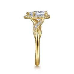 Clearance Gabriel & Co. Shae - Vintage Inspired 14K Yellow Gold Pear Shape Halo Diamond Engagement Ring