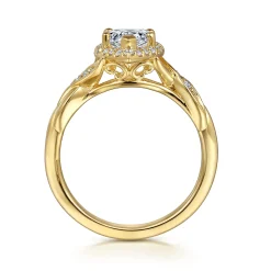 Clearance Gabriel & Co. Shae - Vintage Inspired 14K Yellow Gold Pear Shape Halo Diamond Engagement Ring