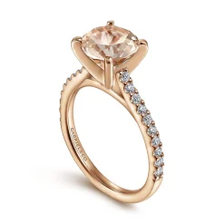 Sale Gabriel & Co. Shanna - 14K Rose Gold Round Morganite and Diamond Engagement Ring