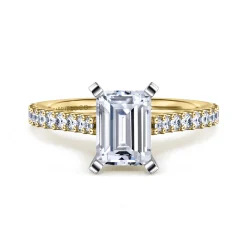 Online Gabriel & Co. Shanna - 14K White-Yellow Gold Emerald Cut Diamond Engagement Ring