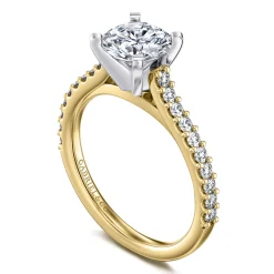Hot Gabriel & Co. Shanna - 14K White-Yellow Gold Round Diamond Engagement Ring