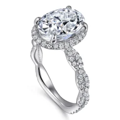 Best Gabriel & Co. Sharon - 14K White Gold Oval Halo Twisted Diamond Engagement Ring
