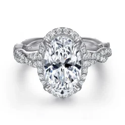 Best Gabriel & Co. Sharon - 14K White Gold Oval Halo Twisted Diamond Engagement Ring