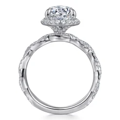 Best Gabriel & Co. Sharon - 14K White Gold Oval Halo Twisted Diamond Engagement Ring