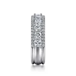 Discount Gabriel & Co. Shaun - Wide 14K White Gold Radiant Cut and Round Diamond Anniversary Band - 1.9 ct