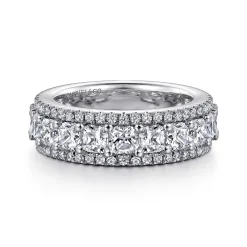 Discount Gabriel & Co. Shaun - Wide 14K White Gold Radiant Cut and Round Diamond Anniversary Band - 1.9 ct