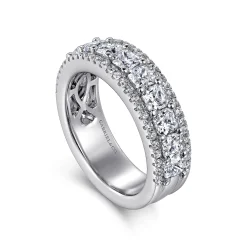 Discount Gabriel & Co. Shaun - Wide 14K White Gold Radiant Cut and Round Diamond Anniversary Band - 1.9 ct
