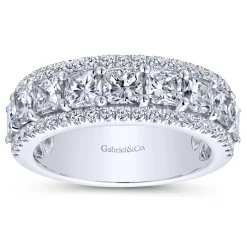 Outlet Gabriel & Co. Shaun - Wide 14K White Gold Radiant Cut and Round Diamond Anniversary Band - 2.65 ct