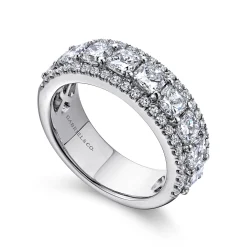 Outlet Gabriel & Co. Shaun - Wide 14K White Gold Radiant Cut and Round Diamond Anniversary Band - 2.65 ct