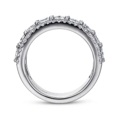 Outlet Gabriel & Co. Shaun - Wide 14K White Gold Radiant Cut and Round Diamond Anniversary Band - 2.65 ct