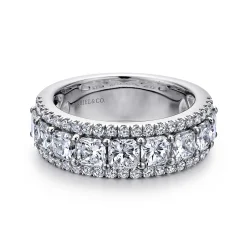 Outlet Gabriel & Co. Shaun - Wide 14K White Gold Radiant Cut and Round Diamond Anniversary Band - 2.65 ct