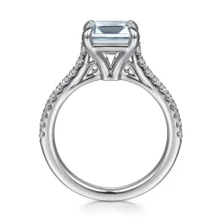 Online Gabriel & Co. Shayanne - 14K White Gold Emerald Cut Aquamarine and Diamond Engagement Ring