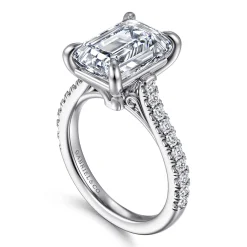 Hot Gabriel & Co. Shayanne - 14K White Gold Emerald Cut Diamond Engagement Ring