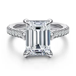 Hot Gabriel & Co. Shayanne - 14K White Gold Emerald Cut Diamond Engagement Ring
