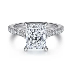 New Gabriel & Co. Shayanne - 14K White Gold Rectangular Radiant Cut Diamond Engagement Ring
