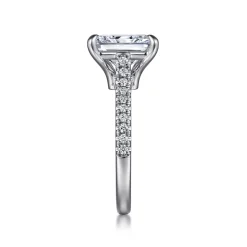 New Gabriel & Co. Shayanne - 14K White Gold Rectangular Radiant Cut Diamond Engagement Ring