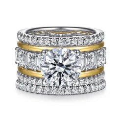 Sale Gabriel & Co. Shirah - 14K White-Yellow Gold Round Diamond Engagement Ring
