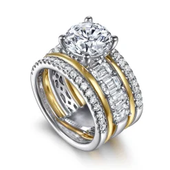 Sale Gabriel & Co. Shirah - 14K White-Yellow Gold Round Diamond Engagement Ring