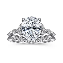 Clearance Gabriel & Co. Shira - 14K White Gold Split Shank Oval Diamond Engagement Ring
