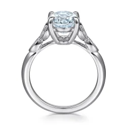 Gabriel & Co. Shira - 14K White Gold Split Shank Oval Aquamarine and Diamond Engagement Ring