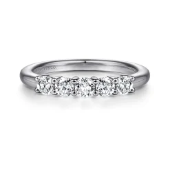 Best Gabriel & Co. Siena - 14K White Gold 5 Stone Diamond Anniversary Band - 0.55 ct