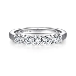 Best Gabriel & Co. Siena - 14K White Gold 5 Stone Diamond Anniversary Band - 0.8 ct