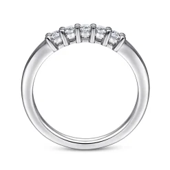 Gabriel & Co. Siena - 14K White Gold 5 Stone Shared Prong Diamond Anniversary Band - 0.25 ct