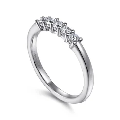 Gabriel & Co. Siena - 14K White Gold 5 Stone Shared Prong Diamond Anniversary Band - 0.25 ct