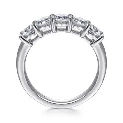 Outlet Gabriel & Co. Siena - 14K White Gold 5 Stone Shared Prong Diamond Anniversary Band - 1.2 ct