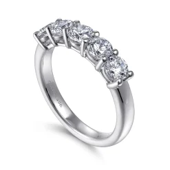 Outlet Gabriel & Co. Siena - 14K White Gold 5 Stone Shared Prong Diamond Anniversary Band - 1.2 ct
