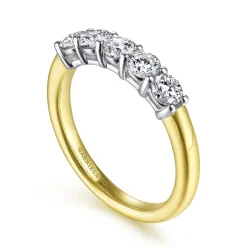 Outlet Gabriel & Co. Siena - 14K White-Yellow Gold 5 Stone Diamond Anniversary Band - 0.8 ct