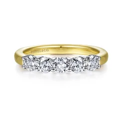 Outlet Gabriel & Co. Siena - 14K White-Yellow Gold 5 Stone Diamond Anniversary Band - 0.8 ct