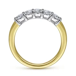 Outlet Gabriel & Co. Siena - 14K White-Yellow Gold 5 Stone Diamond Anniversary Band - 0.8 ct
