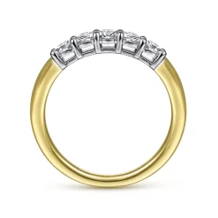 New Gabriel & Co. Siena - 14K White-Yellow Gold 5 Stone Diamond Anniversary Band - 0.55 ct