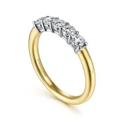 New Gabriel & Co. Siena - 14K White-Yellow Gold 5 Stone Diamond Anniversary Band - 0.55 ct
