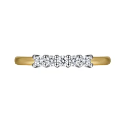 Discount Gabriel & Co. Siena - 14K White-Yellow Gold 5 Stone Shared Prong Diamond Anniversary Band - 0.25 ct