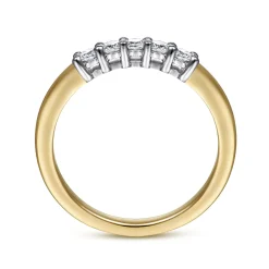 Discount Gabriel & Co. Siena - 14K White-Yellow Gold 5 Stone Shared Prong Diamond Anniversary Band - 0.25 ct