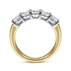 Sale Gabriel & Co. Siena - 14K White-Yellow Gold 5 Stone Diamond Anniversary Band - 1.05 ct