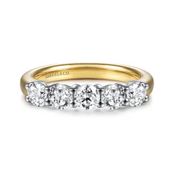 Sale Gabriel & Co. Siena - 14K White-Yellow Gold 5 Stone Diamond Anniversary Band - 1.05 ct