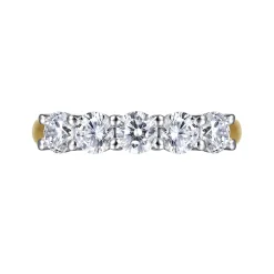 New Gabriel & Co. Siena - 14K White-Yellow Gold 5 Stone Shared Prong Diamond Anniversary Band - 1.2 ct