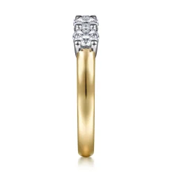 New Gabriel & Co. Siena - 14K White-Yellow Gold 5 Stone Shared Prong Diamond Anniversary Band - 1.2 ct