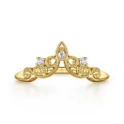 Sale Gabriel & Co. Sierra - 14K Yellow Gold Curved Filigree Diamond Ring - 0.05 ct