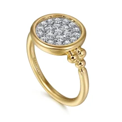 New Gabriel & Co. Signet Ring 14K White and Yellow Gold Diamond 0.5ct Bujukan