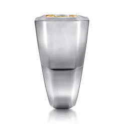 Clearance Gabriel & Co. Signet Wide Band Diamond Cut Center 925 Sterling Silver and 14K Yellow Gold Sapphire